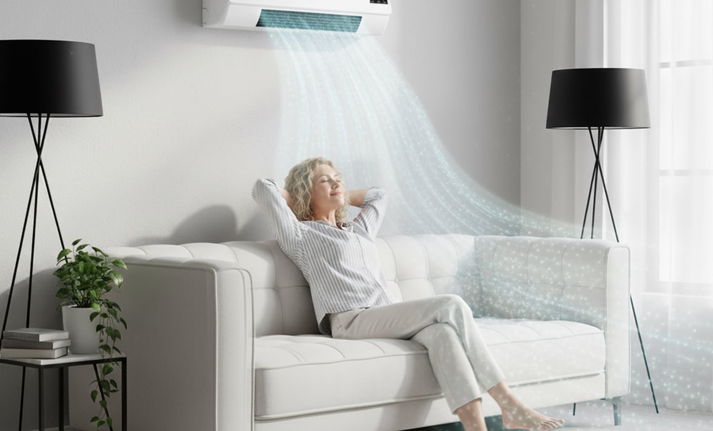 Relaxed living-room cooling with a compact unit
