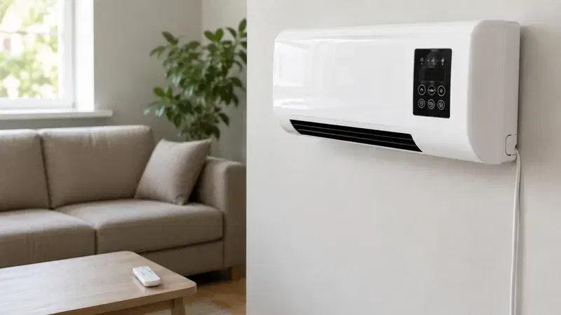 Compact plug-in cooler in a living room